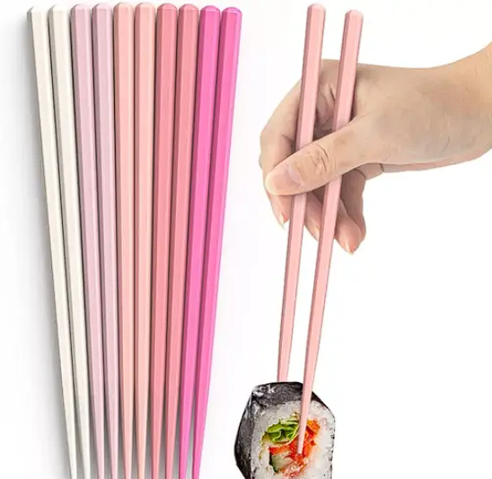 INKULTURE 5 Pairs Fiberglass Chopsticks – Reusable, Non-Slip, Dishwasher Safe, Lightweight (Multicolor, Pack of 10)