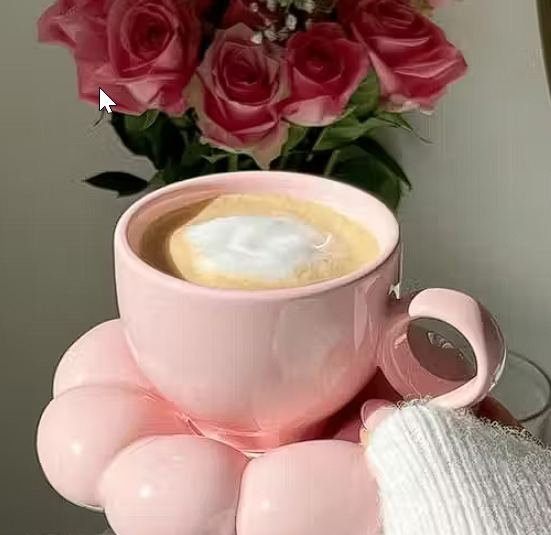 Pink Ceramic Bubble Cup & Saucer Set