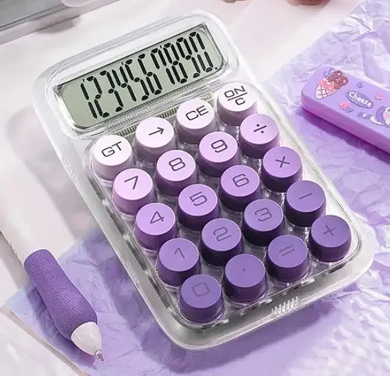 12-Digit Desktop Calculator – Gradient Transparent Design with Large LCD Display & Ergonomic Angle (Battery Powered)