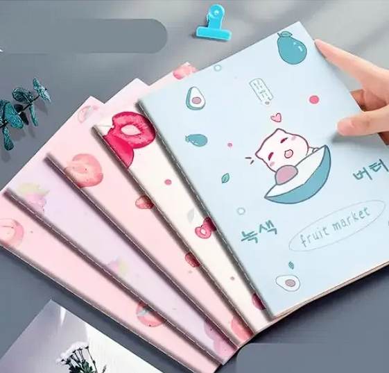 5 Pcs Fruit Themed A5 Ruled Notebooks – Kawaii Set for Kids (60 Pages Each)