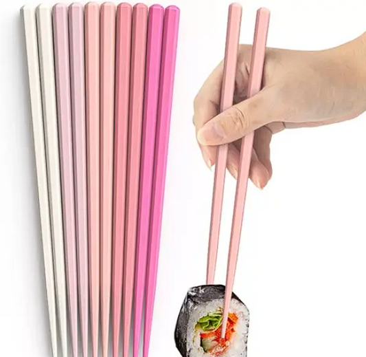 INKULTURE 5 Pairs Fiberglass Chopsticks – Reusable, Non-Slip, Dishwasher Safe, Lightweight (Multicolor, Pack of 10)