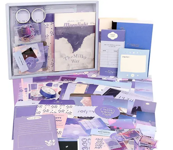 346pcs Vintage Journal Supplies Kit – Scrapbook Stickers & Aesthetic Decoration Set (Moonlight Theme)
