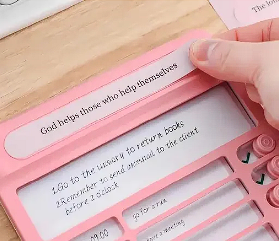 Cute Habit/Schedule Tracker – Portable Daily Chores Checklist Board with 15 Sliding Papers (Pink)