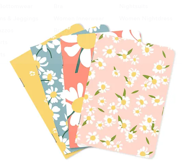 Sketchfab A5 Handy Unruled Notebook Set – Daisy Edition (Set of 4, 240 Pages Total)
